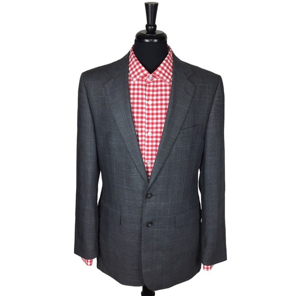 Charles Tyrwhitt Classic Fit Gray/Blue Wool Mens Sport Coat Blazer Jacket 40L